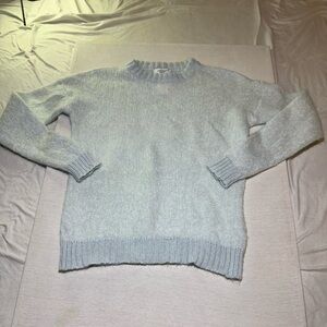 Elegant Women's Light baby blue Crew Neck Sweater